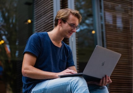 Young man using laptop