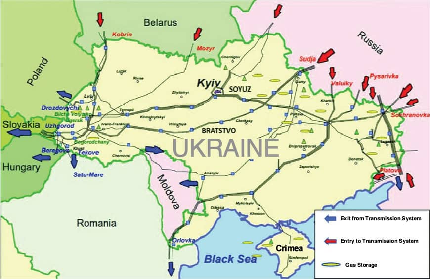 Figure 4. Ukraine pipeline transmission system. Source: Božic et al and Labyrinth Consulting Services, Inc.